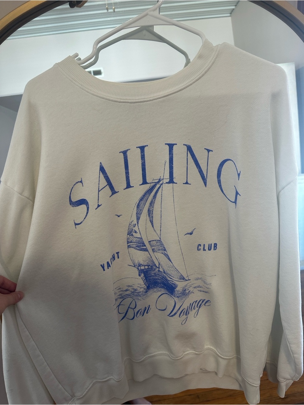 Oversized Cream Sailing Graphic Sweatshirt - Originality (from DryGoods)